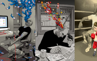Иллюстрации о современной реальности от Асафа Ханука
